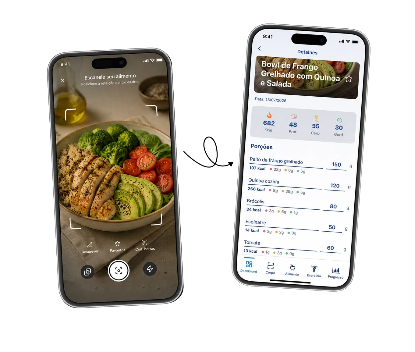 Vitaliz app - escaneie sua refeição e veja os detalhes nutricionais